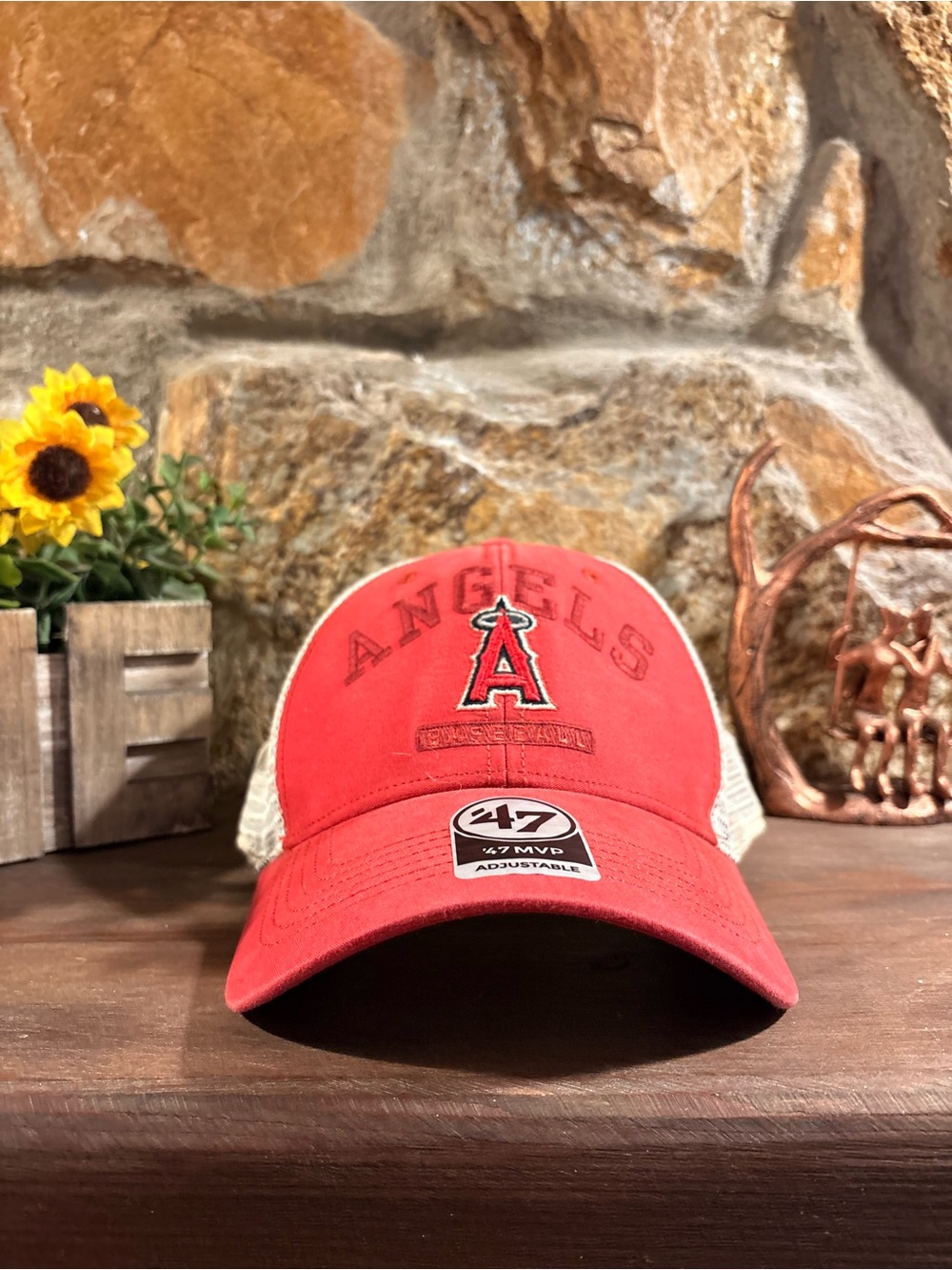47 Los Angeles Angels Red & White Trucker Hat